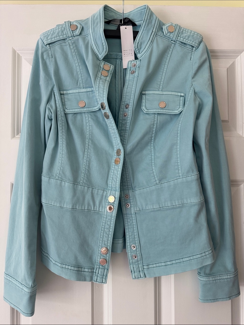 White House Black Market Light Aqua Utility Jacket